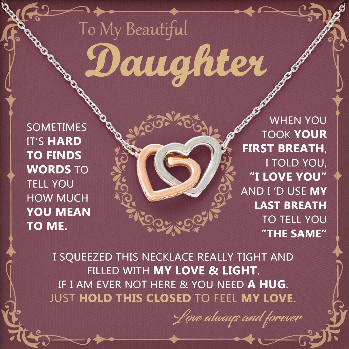 To My Beautiful Daughter Necklace From Dad, Mom, Gifts For Daughter Romantic, Birthday, Valentine Gift