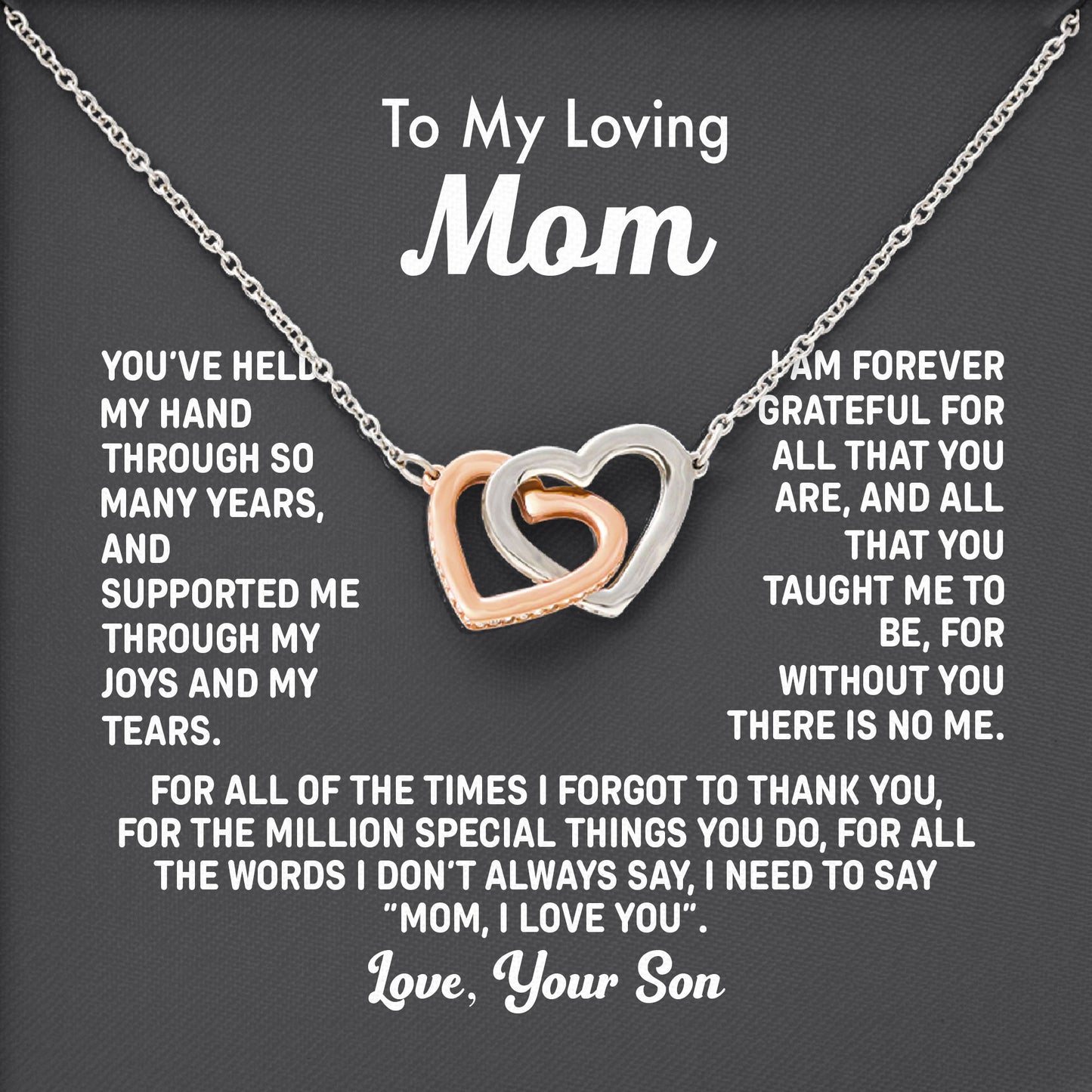 To My Loving Mom Love Necklace Jewelry From Son