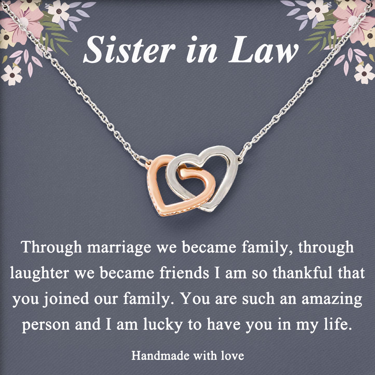 To My Sister In Law Necklace With Message, Birthday, Mother's Day, Valentine, Wedding Day Gifts