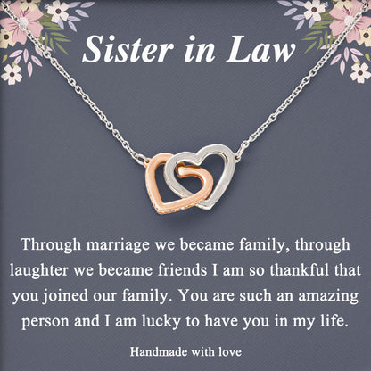 To My Sister In Law Necklace With Message, Birthday, Mother's Day, Valentine, Wedding Day Gifts