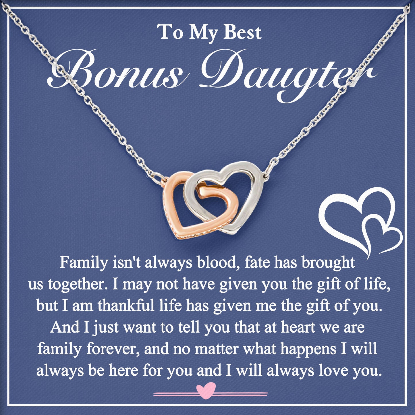 To My Best Bonus Daughter Jewelry Boxes with Necklace, Present Box For Daughter From Dad, Mom