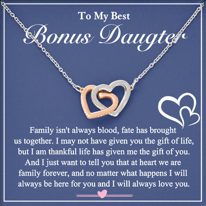 To My Best Bonus Daughter Jewelry Boxes with Necklace, Present Box For Daughter From Dad, Mom