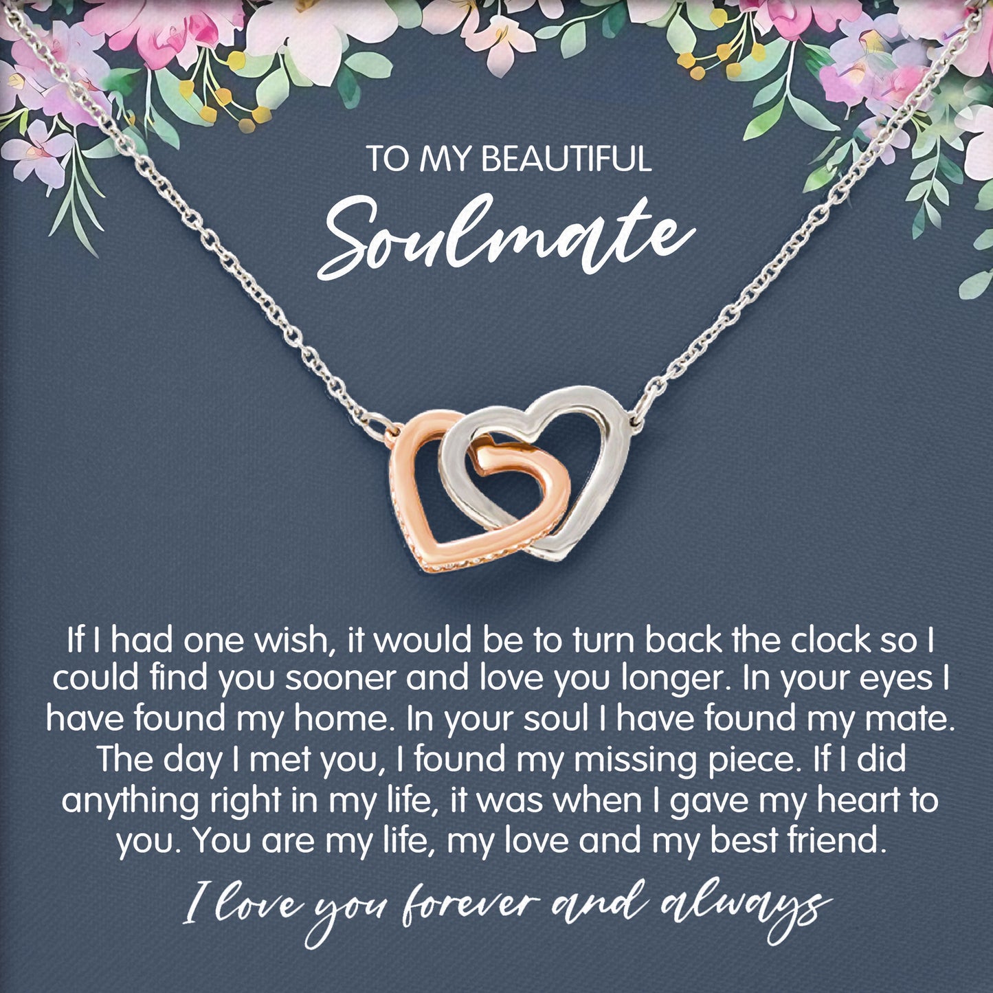 To My Soulmate Necklace Romantic Jewelry Gift for Girlfriend from Boyfriend
