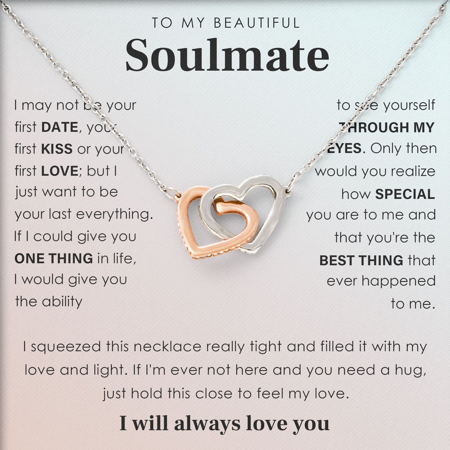 To My Beautiful Soulmate Love Knot Necklace Romantic Jewelry Gift with Message Card