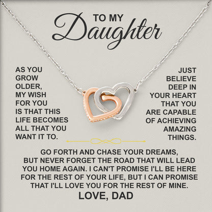 To My Daughter Necklace Message & Elegant Box, Jewelry Gift For Birthday, Graduation, Valentines, Mothers Day