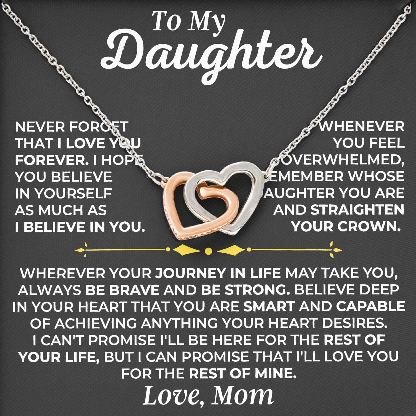 To My Daughter Necklace Birthday Valentine Jewelry Gifts For Daughter with Message Card Box