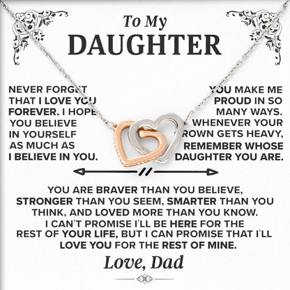To My Daughter Necklace Birthday Valentine Jewelry Gifts For Daughter From Dad with Message Card Box