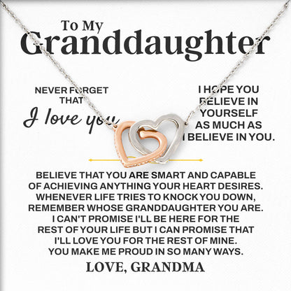 To My Granddaughter Necklace with Message Card for Birthday, Valentine, Graduation