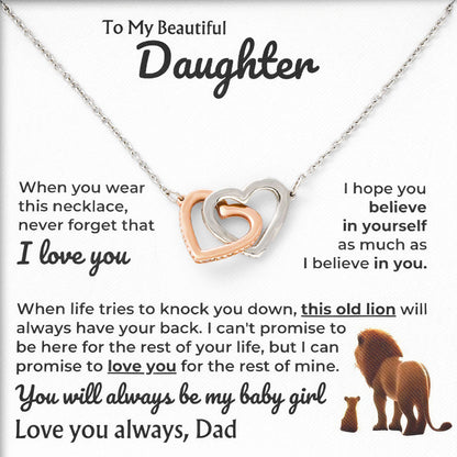 To My Beautiful Daughter Necklace Birthday Anniversary Valentine Gift with Message Card and LED Jewelry Box Gift
