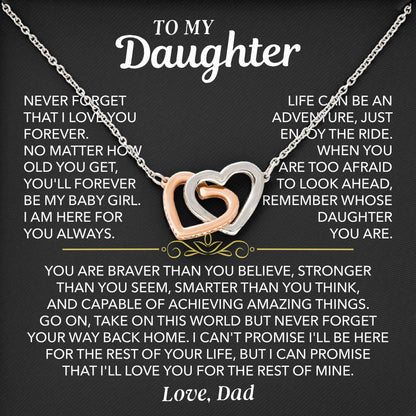 To My Daughter Necklace with Message Card and LED Jewelry Box Gifts Birthday Anniversary Valentine Gift From Dad