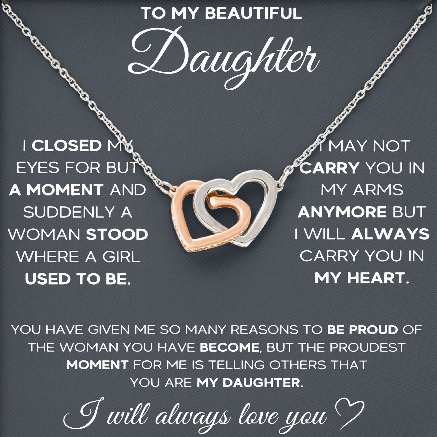 To My Badass Daughter Necklace Birthday Christmas Jewelry Gifts with Message Card Box