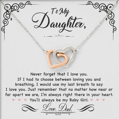 To My Daughter Necklace Birthday Anniversary Graduation Jewelry Gifts with Message Card Box