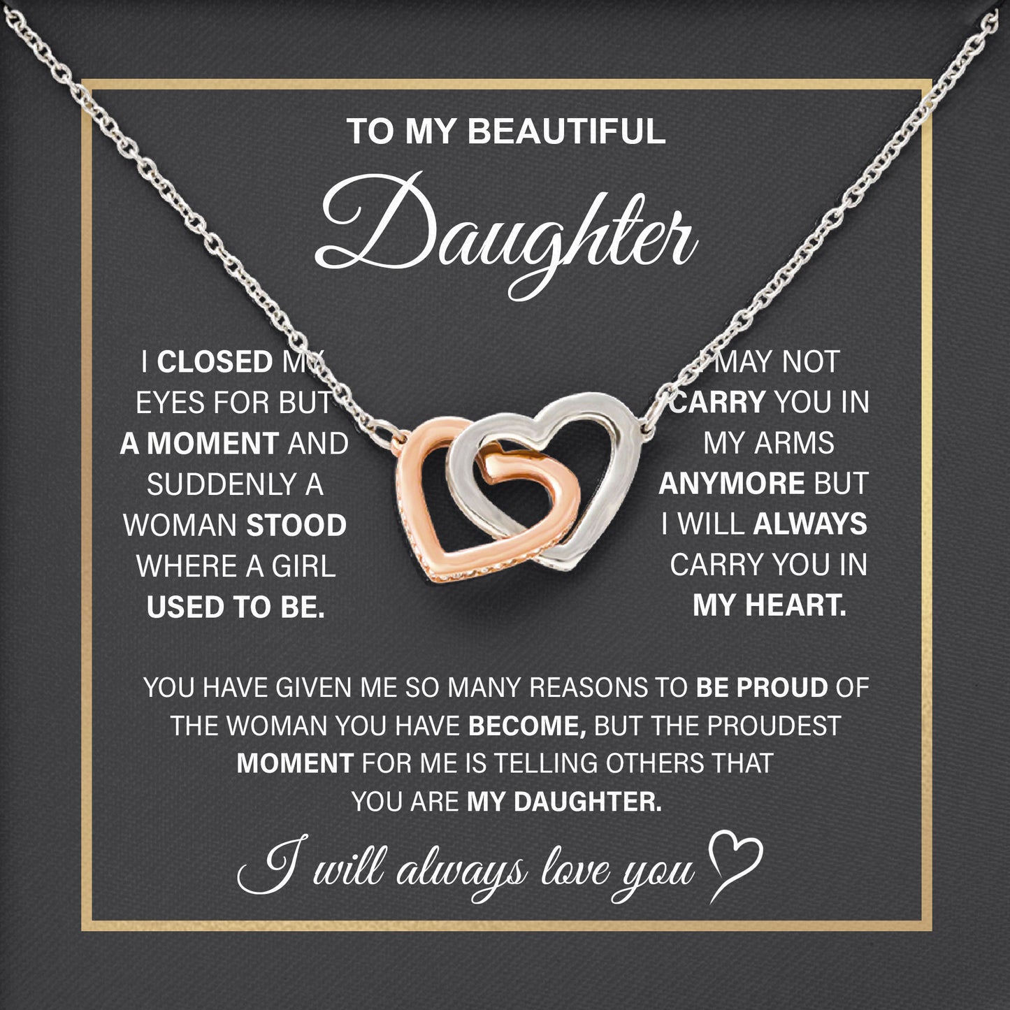 To My Beautiful Daughter Necklace Birthday Anniversary Graduation Jewelry Gifts with Message Card Box