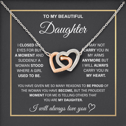 To My Beautiful Daughter Necklace Birthday Anniversary Graduation Jewelry Gifts with Message Card Box