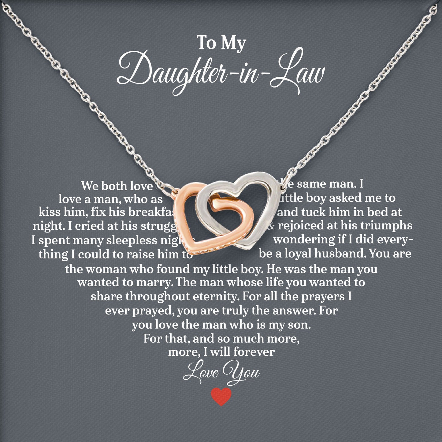 To My Daughter In Law Necklace Message & Elegant Box, Necklace Gifts For Daughter, Valentines Day, Graduation, Birthday, Wedding