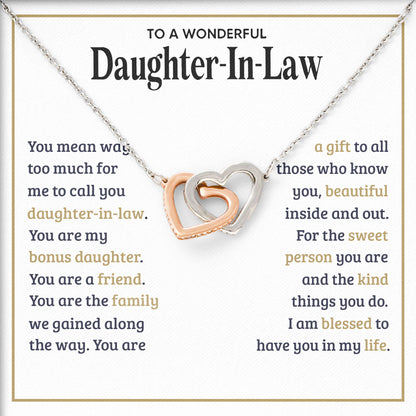 To A Wonderful Daughter In Law Necklace Message & Elegant Box, Necklace Gifts For Daughter, Valentines Day, Graduation, Birthday, Wedding