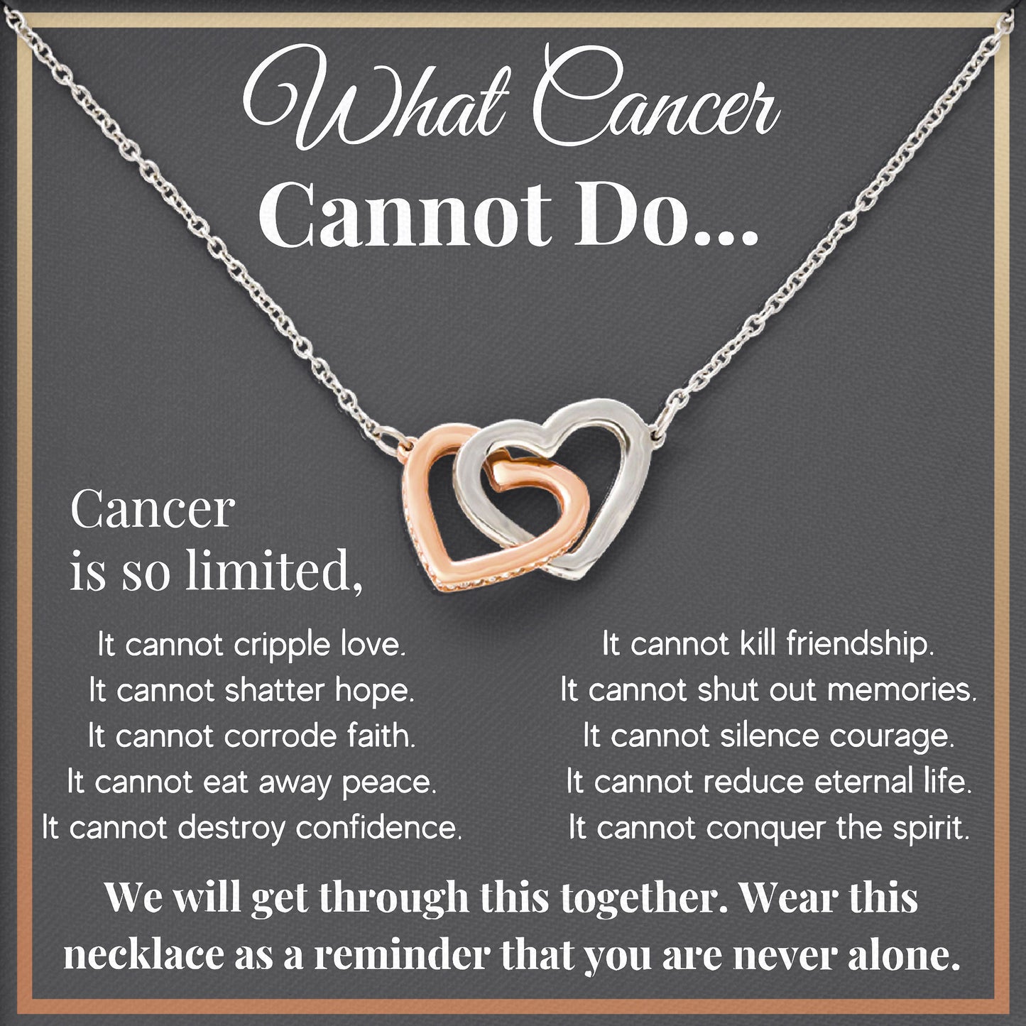 What Cancer Cannot Do Necklace, Breast Cancer Survivor Gifts For Female, Cancer Awareness Pendant Necklaces with Message Card and Gift Box