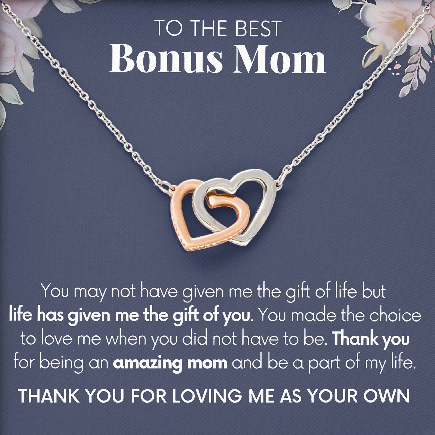 To My The Best Bonus Mom Necklace Gift Box