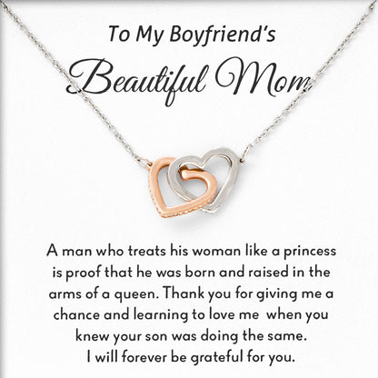 To My Boyfriend's Beautiful Mom Necklace with Loving Message