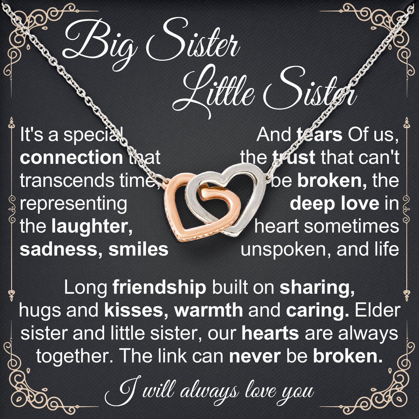 To My Big Sister Necklace Jewelry Gift for Special Occasions