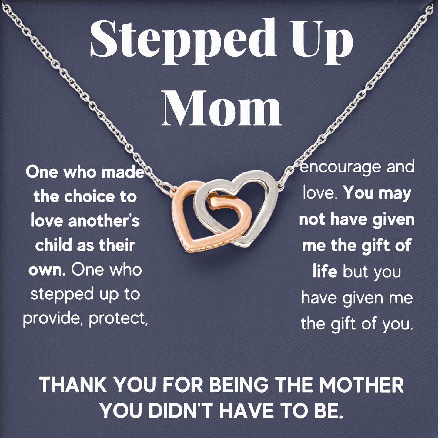 To My Stepped Up Mom Valentine Necklace Gift