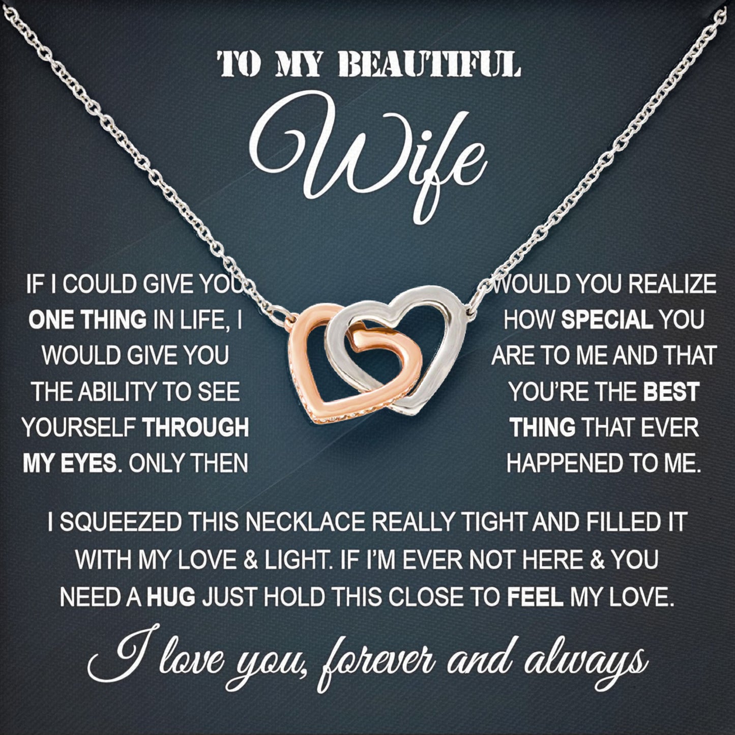 To My Beautiful Wife Necklace with Sentimental Card