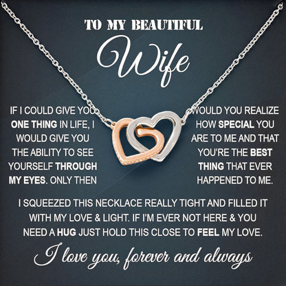 To My Beautiful Wife Necklace with Sentimental Card