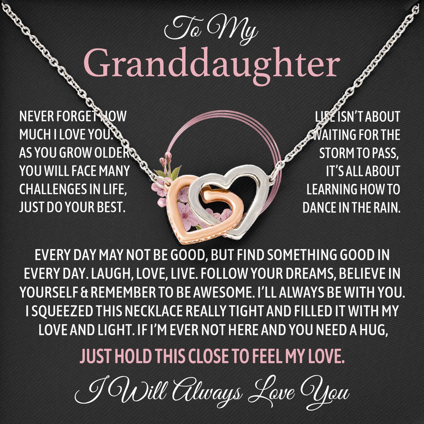 To My Granddaughter Birthday Valentine Graduation Necklace
