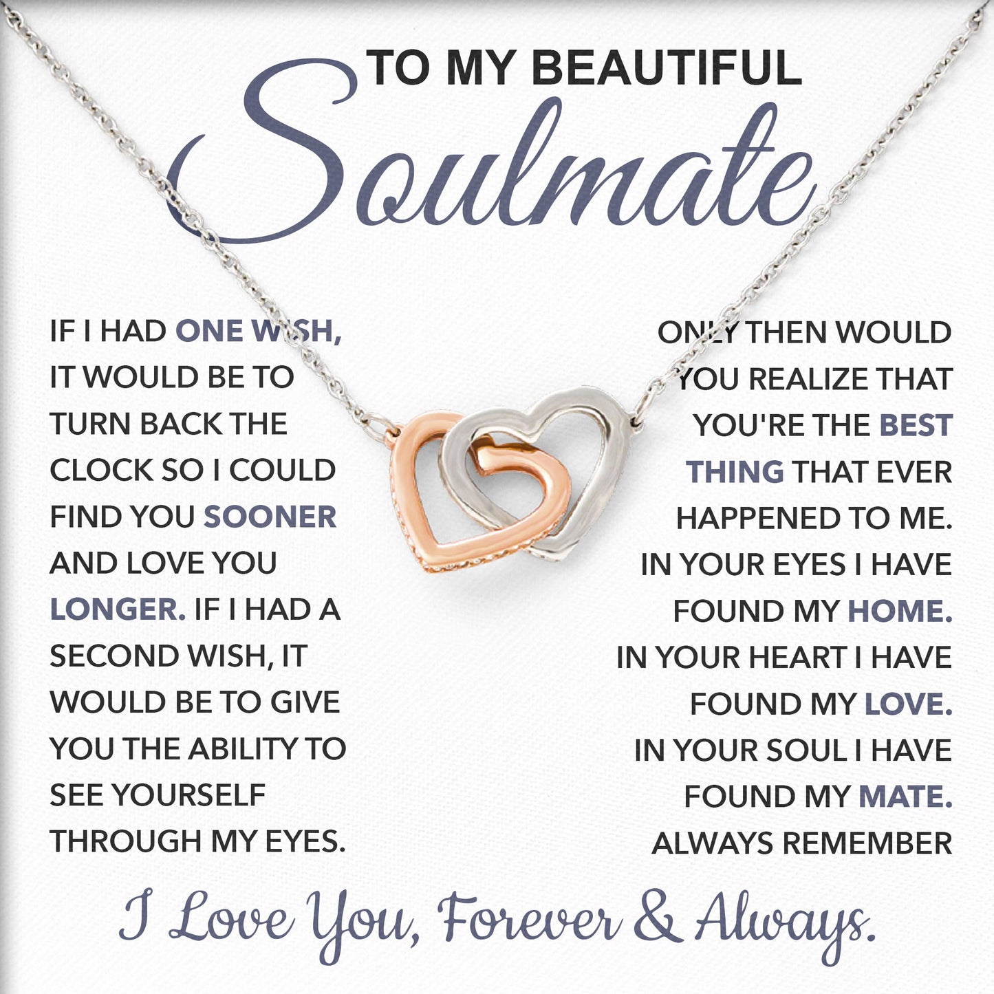 To My Beautiful Soulmate Necklace with Sentimental Card