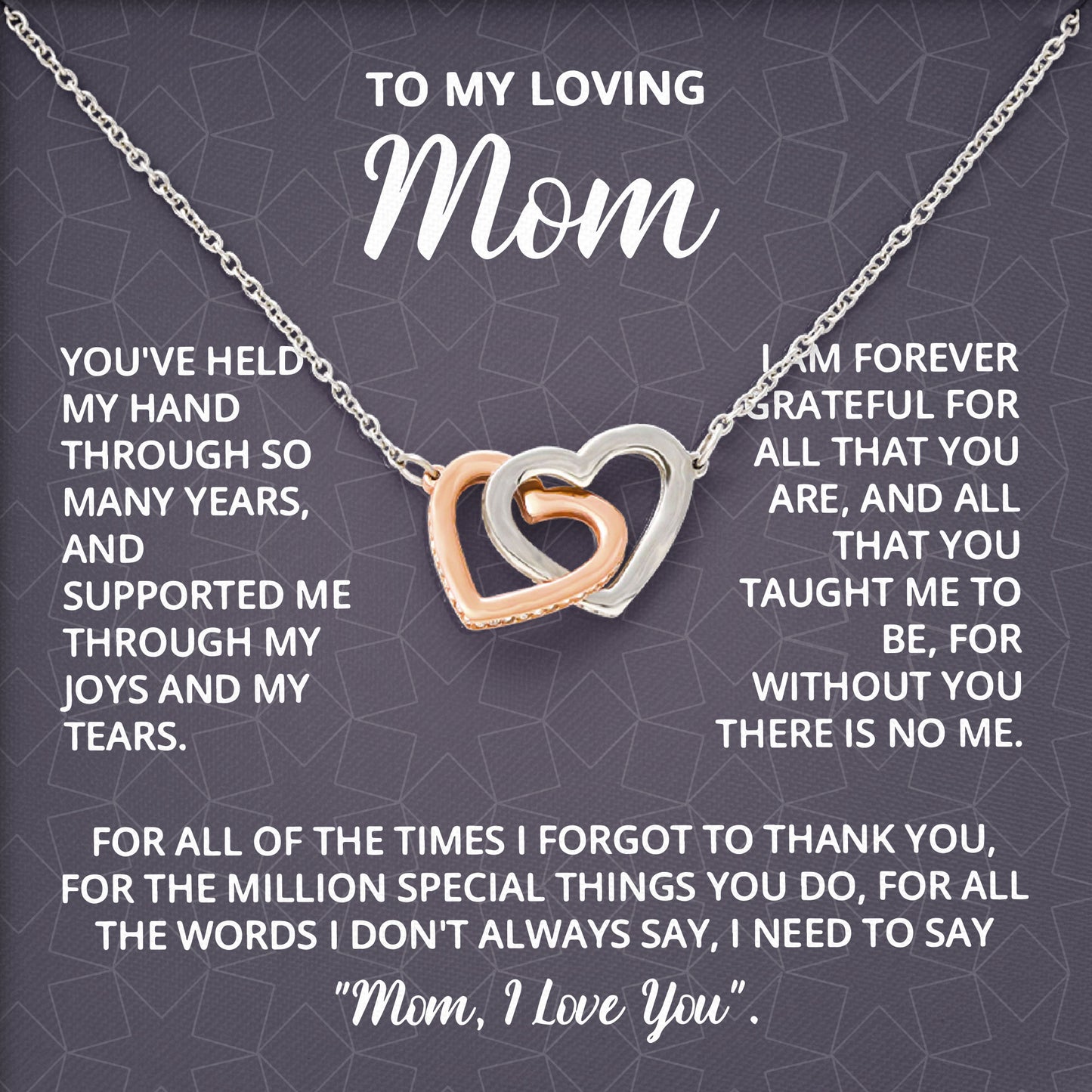 To My Loving Mom Necklace Gift with Box