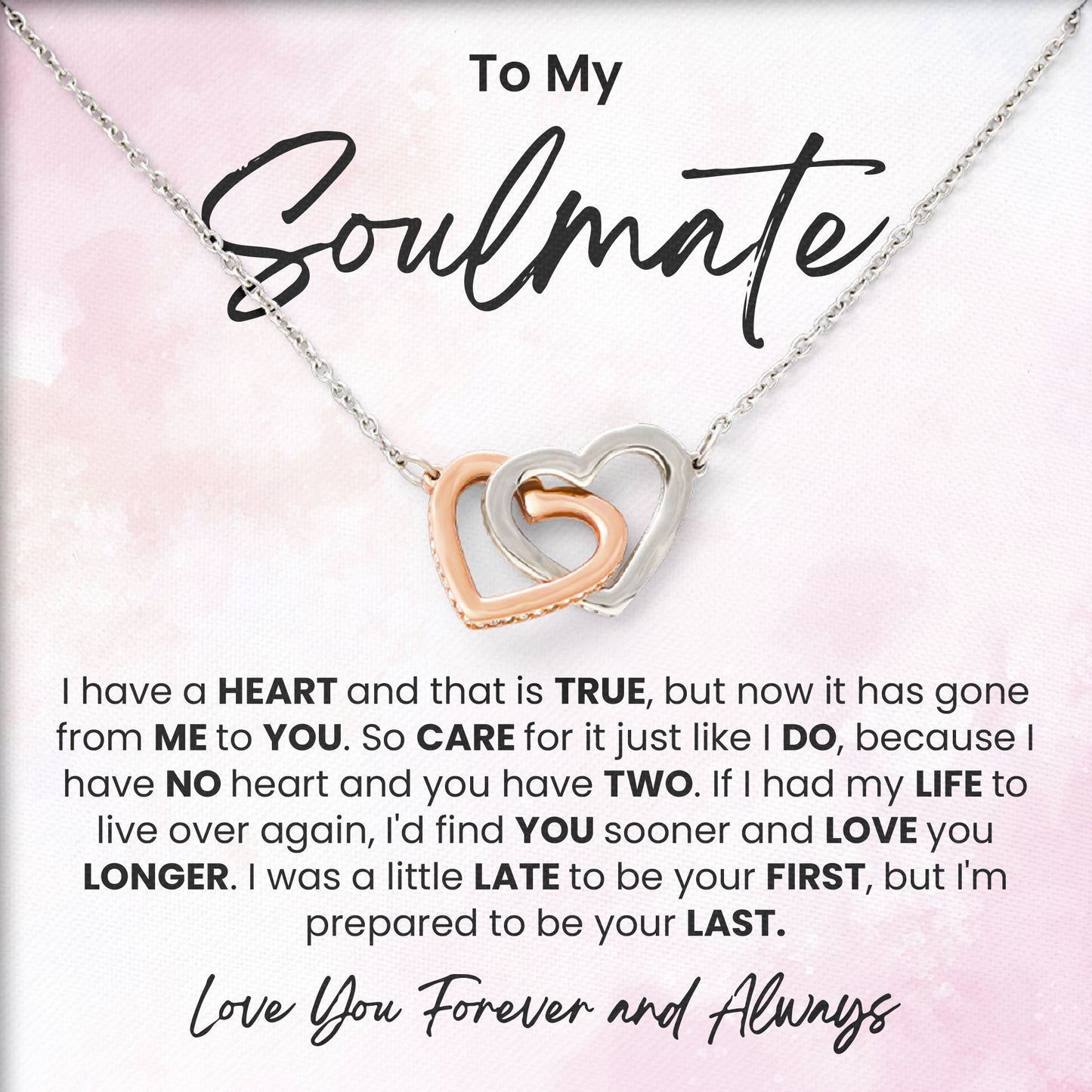 To My Soulmate Necklace Gift for Wedding and Engagement