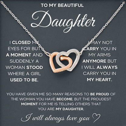To My Beautiful Daughter Necklace Message & Elegant Box, Necklace Gifts For Daughter, Valentines Day, Graduation, Birthday, Wedding