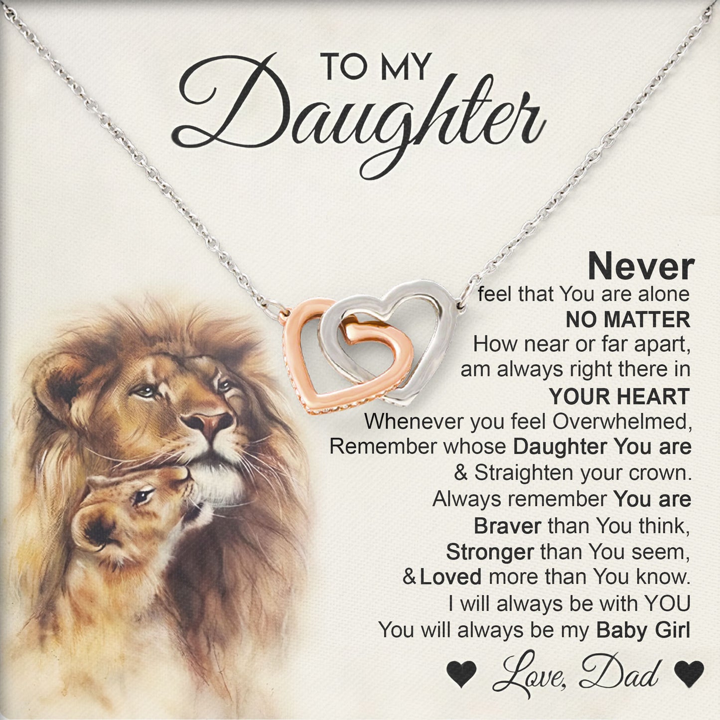 To My Daughter Necklace Message & Elegant Box, Necklace Gifts For Daughter, Birthday, Wedding, Valentines Day, Graduation