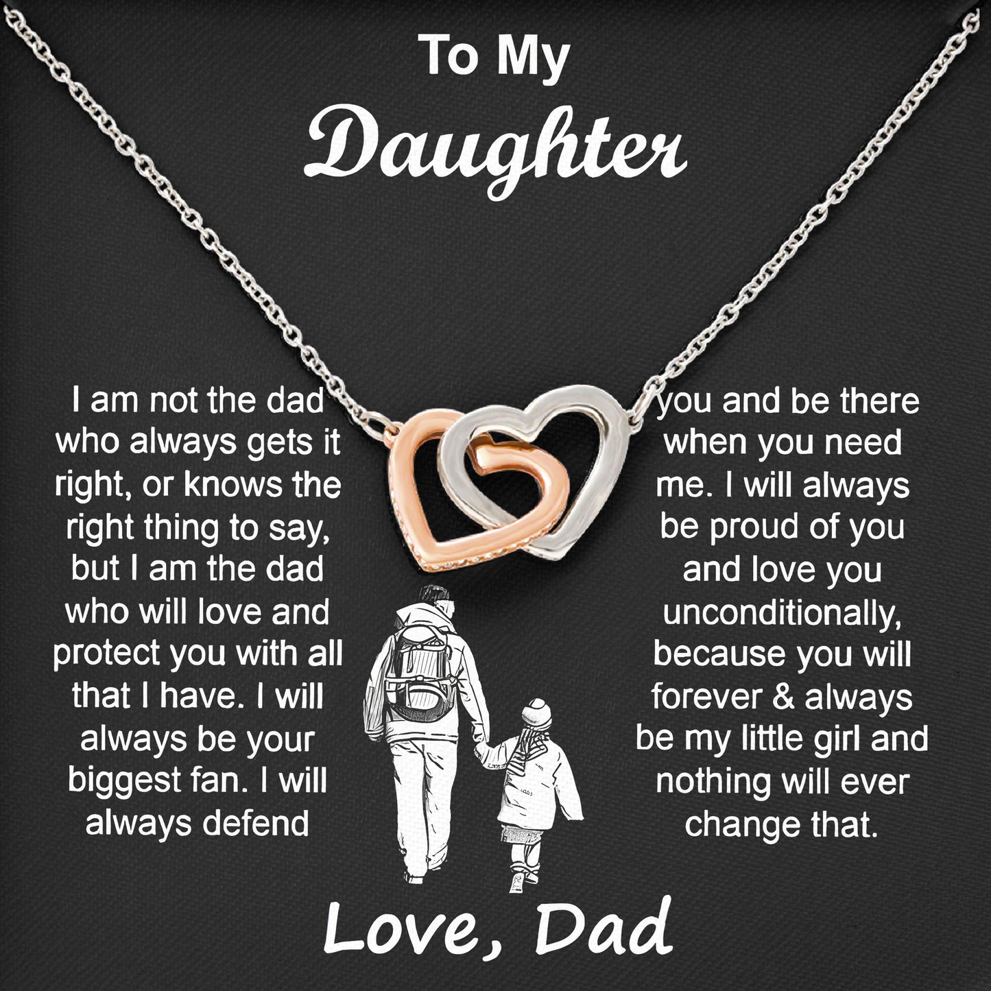 To My Daughter Necklace Gifts For Daughter From Dad, Birthday, Wedding, Valentines Day, Graduation
