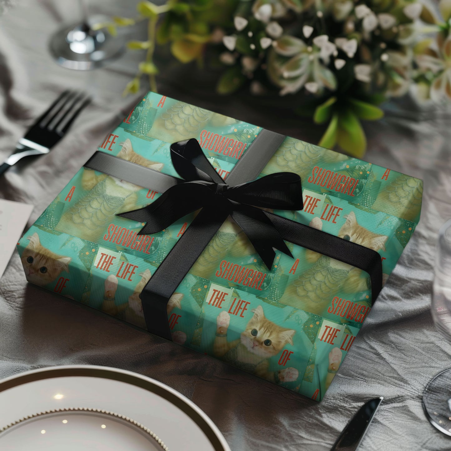 Kitty Scottish Fold The Life Of A Showgirl Album, Taylor Swift Gift Wrap Sheet Showgirl Life Wapping Paper