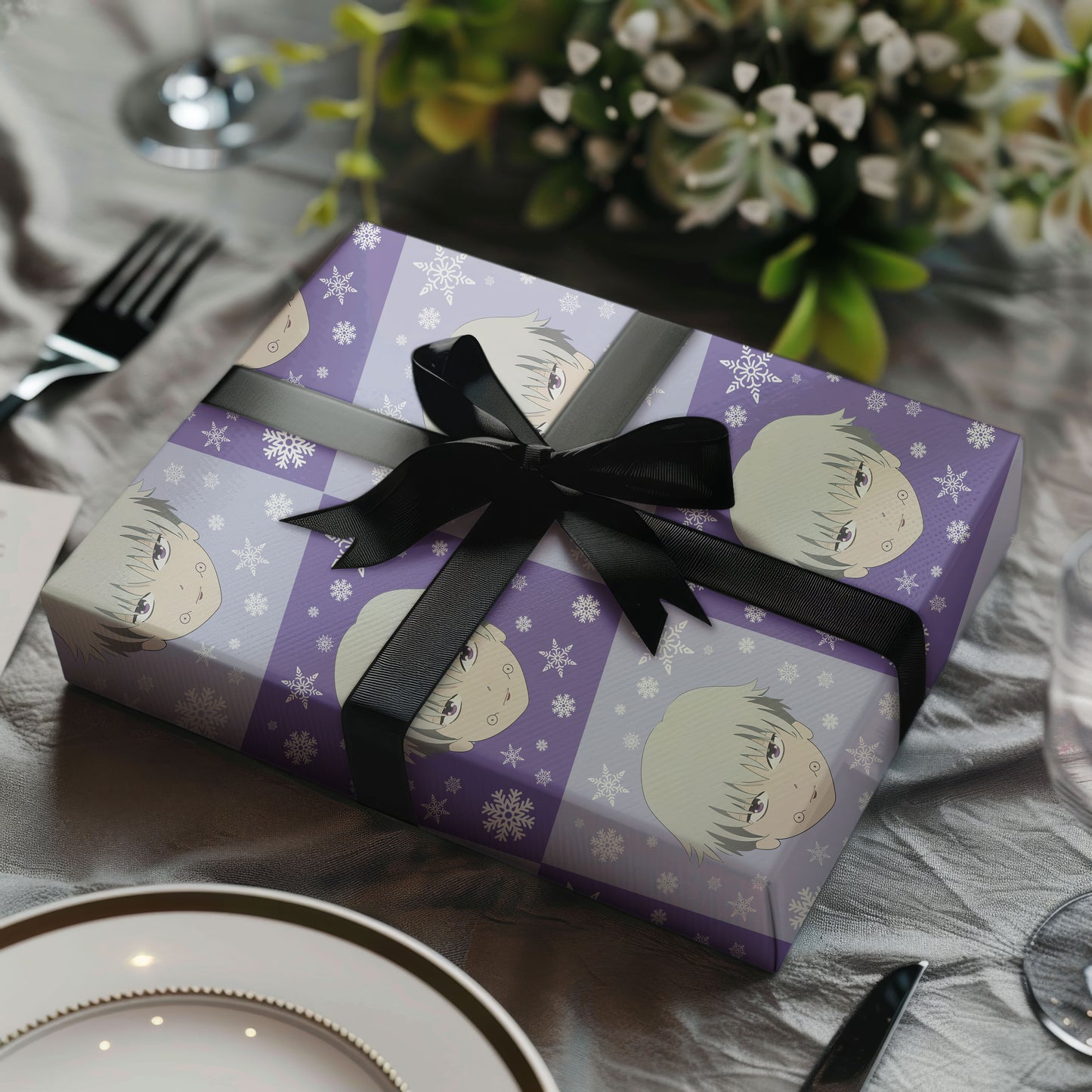 Jujutsu Kaisen Gift Wrap with Holiday Trees