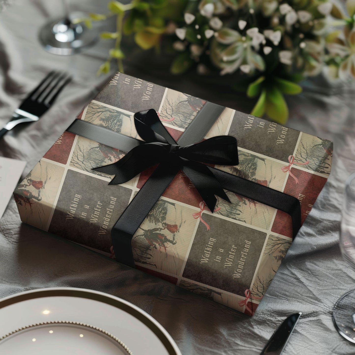 Gothic Krampus And Baby Wrapping Paper