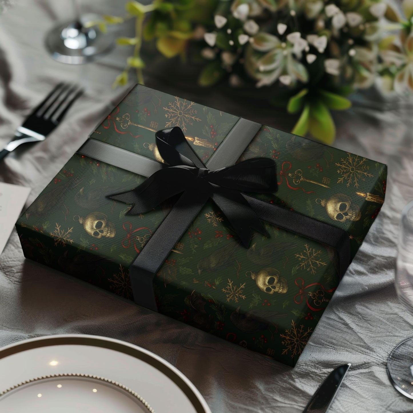 Skeleton Gothic Christmas Wrapping Paper