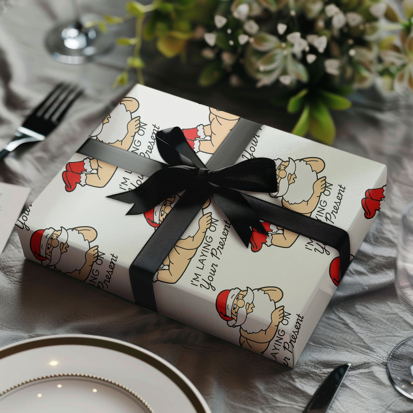 Funny Adult Santa Wrapping Paper