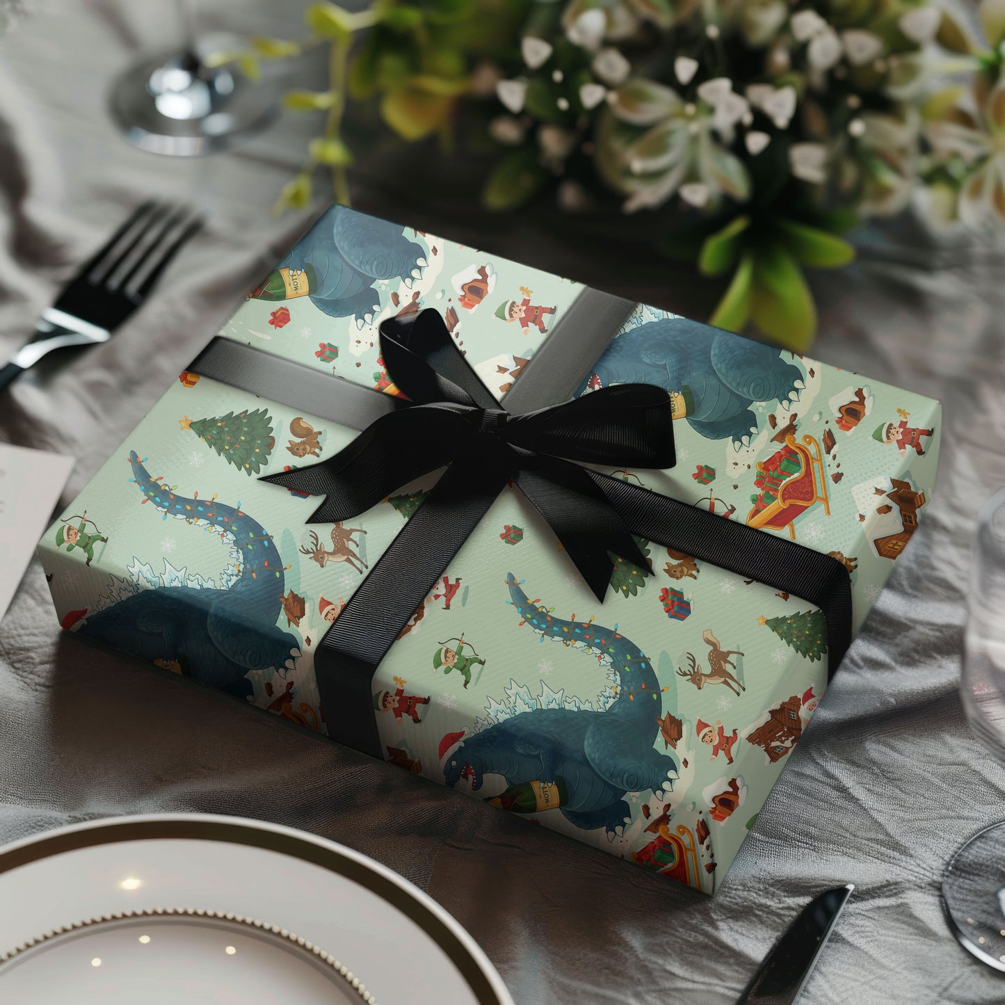 Godzilla Kaiju Edo Japanese Era Xmas Paper