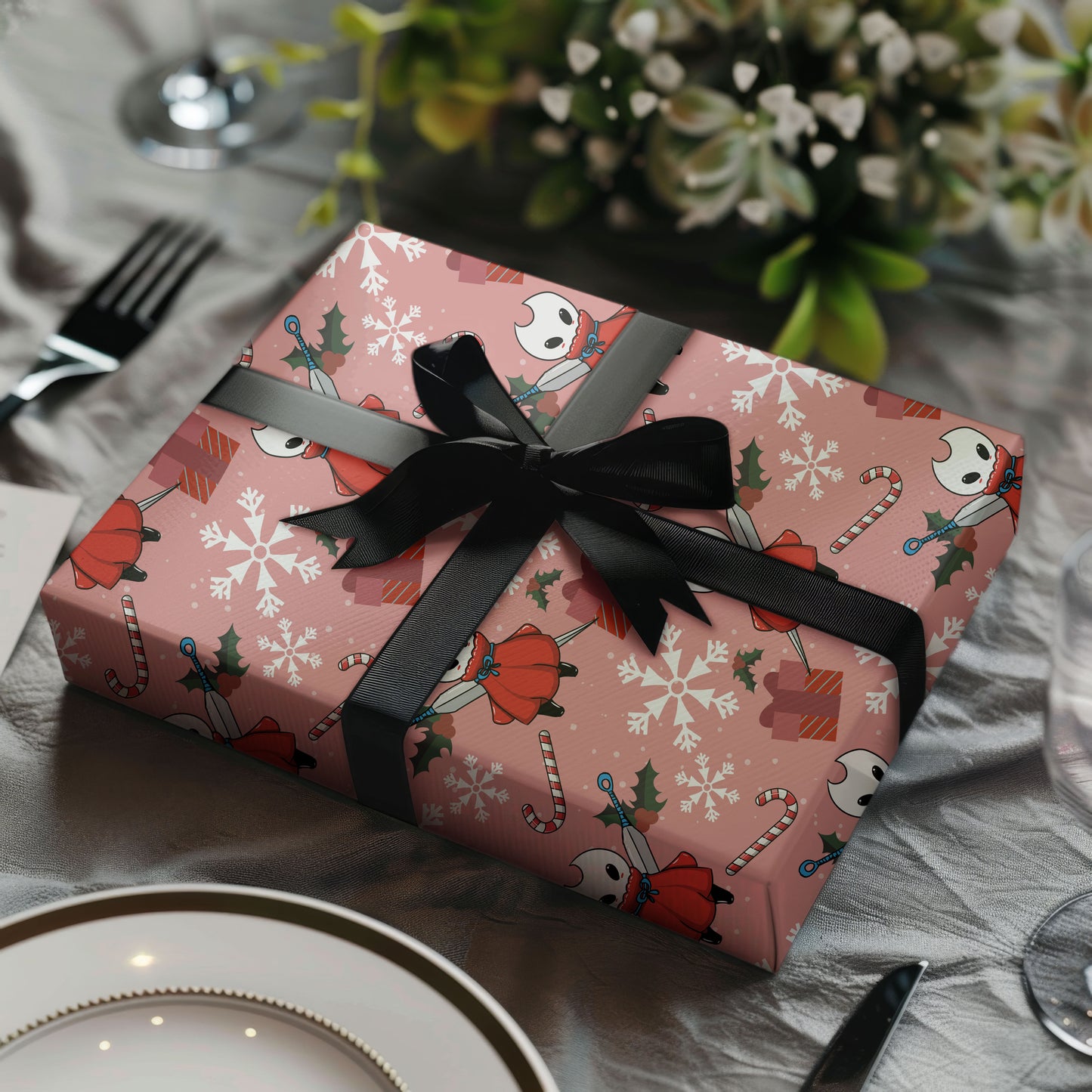 Silksong Inspired Holiday Wrap Dark Gothic Xmas Paper For Fans