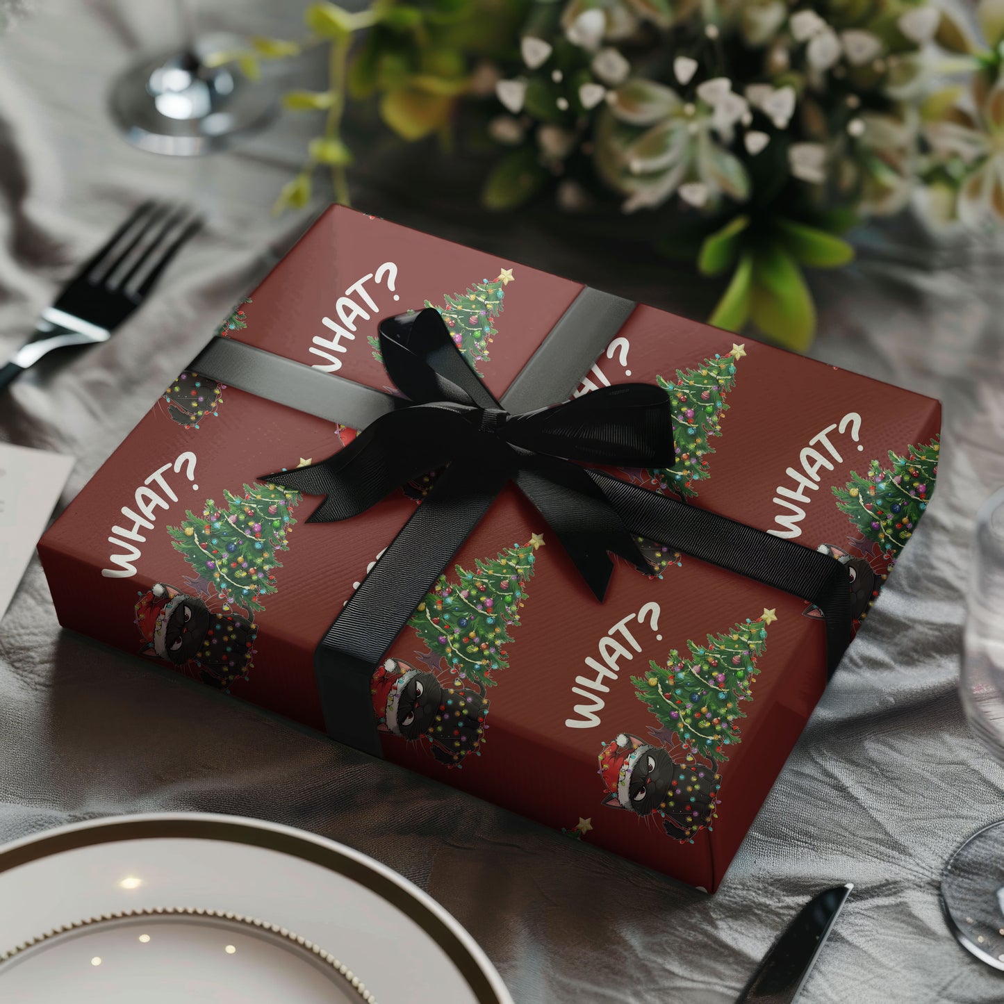 Black Cats Christmas Wrapping Paper Gift