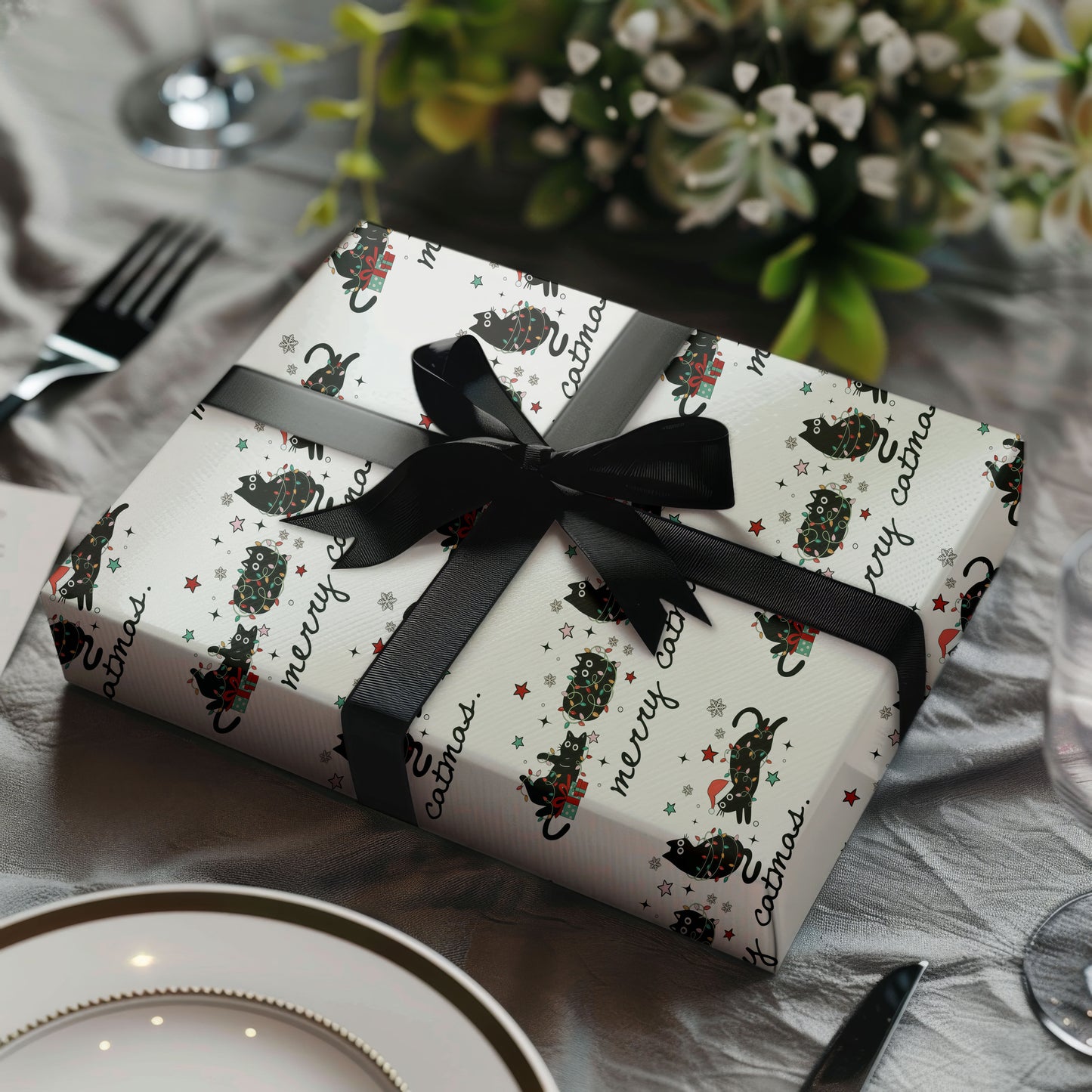 Black Cat Wrapping Paper for Pet Lovers