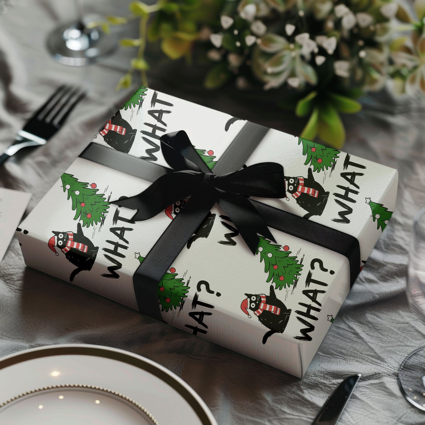 Funny Cat Christmas Gift Wrapping Paper