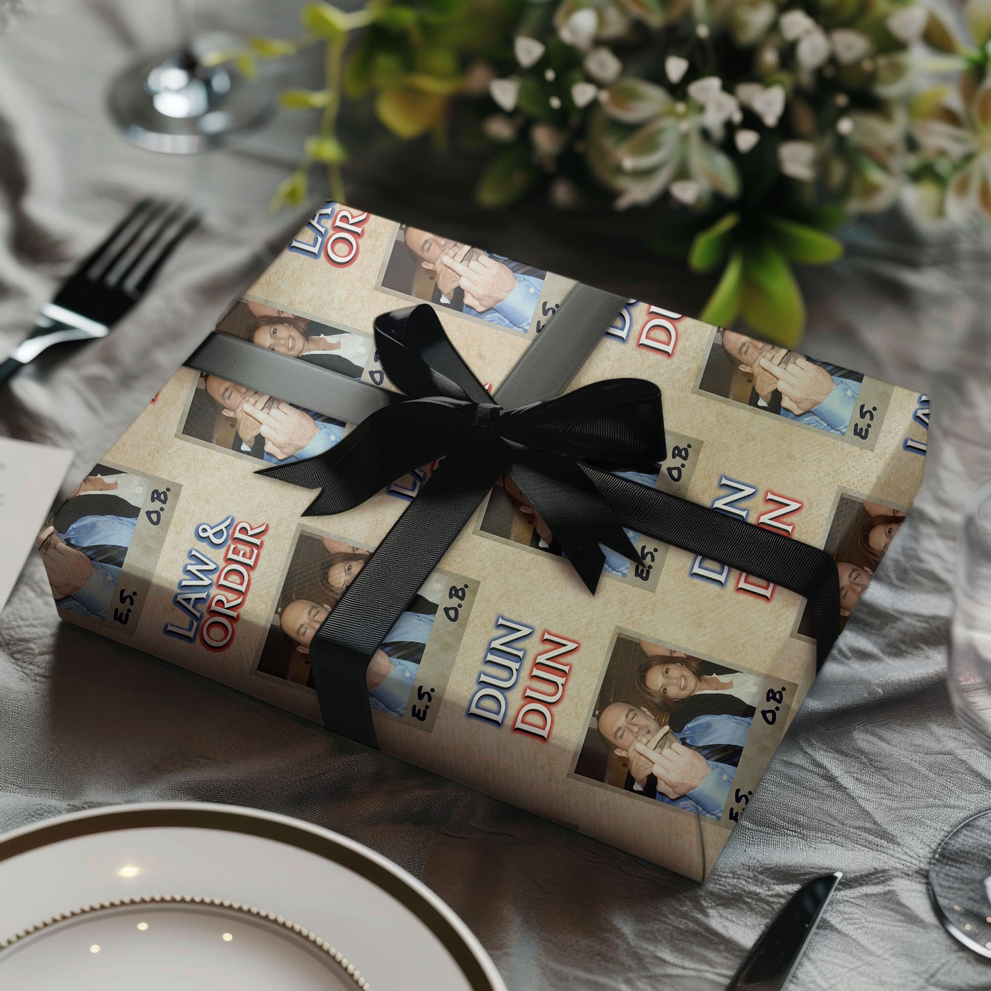 Funny Law And Order Gift Wrap, Crime Show Wrapping Paper