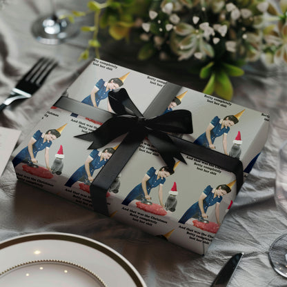 And that was the christmas betty completely lost her shit, Funny Stressed Lady Christmas Wrapping Paper