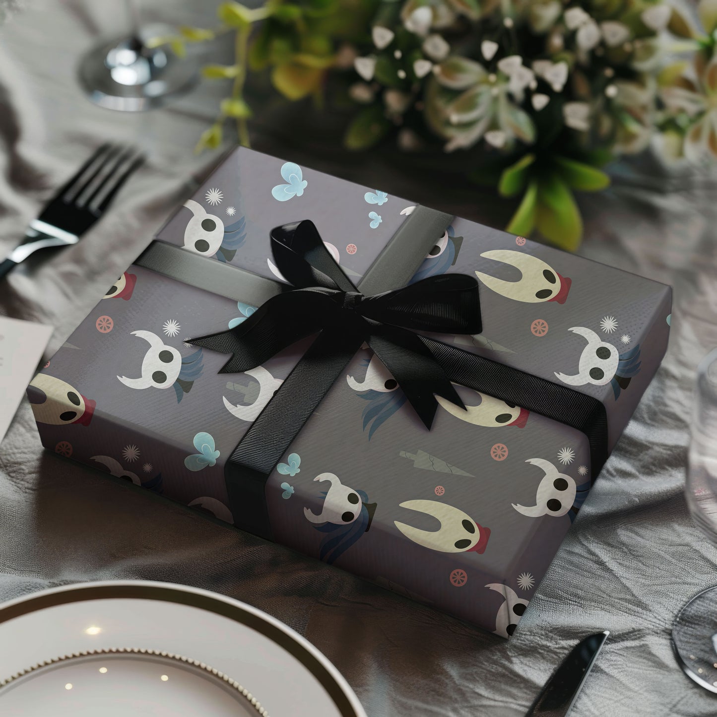 Hollow Knight Christmas Wrap Elegant Gothic Gaming Gift Paper