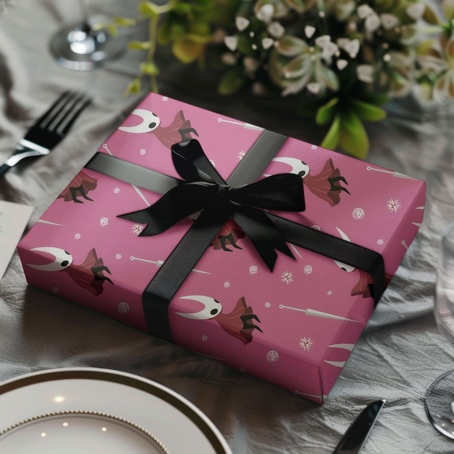 Gothic Holiday Wrapping Paper Hollow Knight Silksong Theme