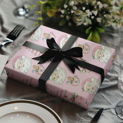Funny Santa Pink Christmas Gift Wrap for Kids