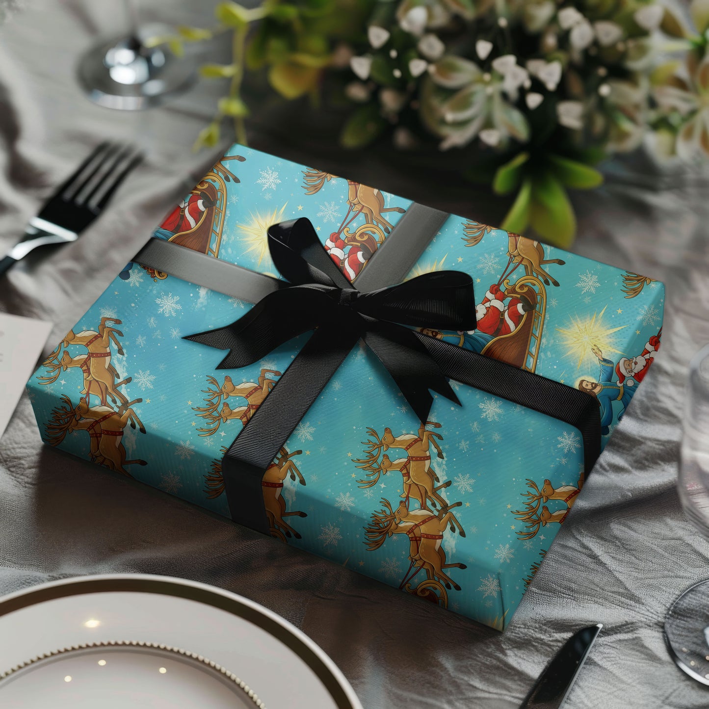 Santa and Jesus Wrapping Paper